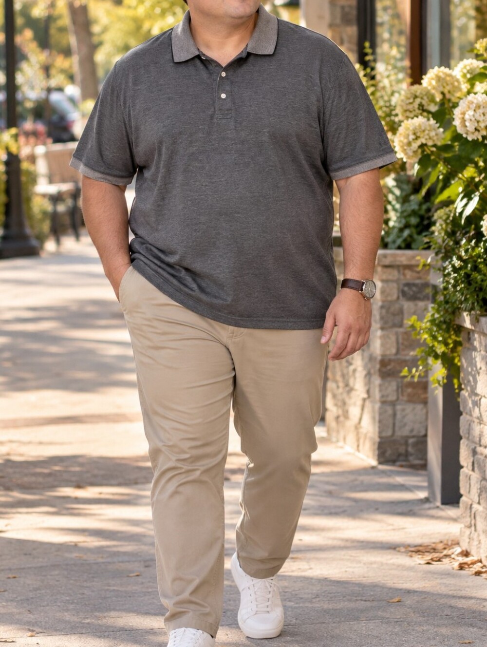 Lands' End Men's Plus Size Charcoal Gray 100% Cotton Classic Polo Shirt Casual